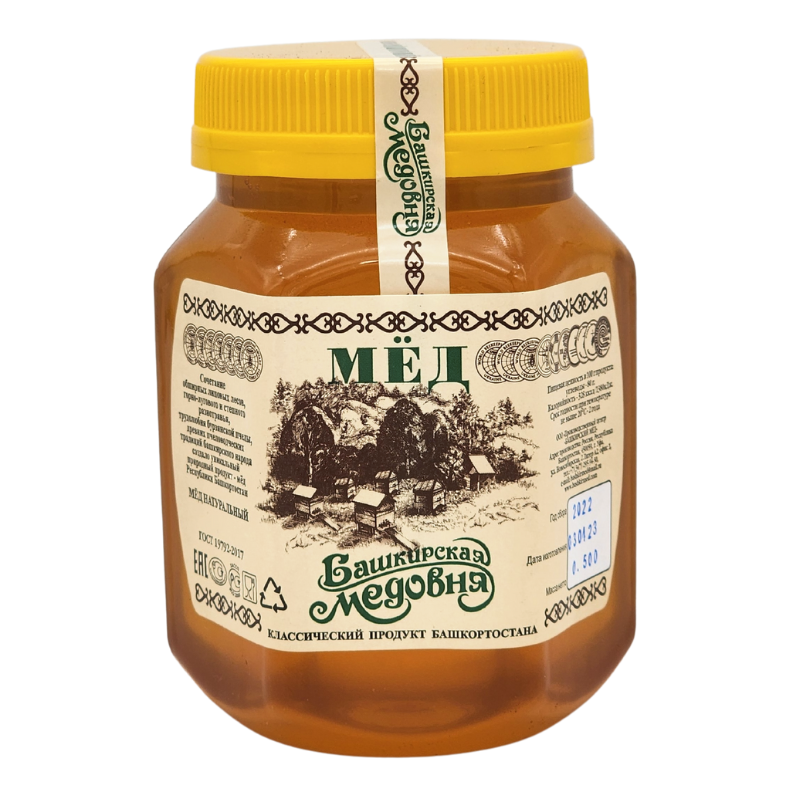 Мёд натуральный Башкирский цветочный "Башкирская медовня" 500 гр шестигранник