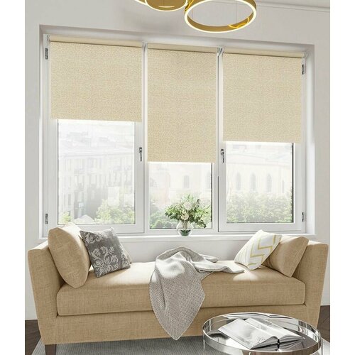 Рулонная штора на окно Блэкаут 57х175 см, кристалл крем. Рулонные жалюзи для комнаты, спальни, кухни, детской, гостинной