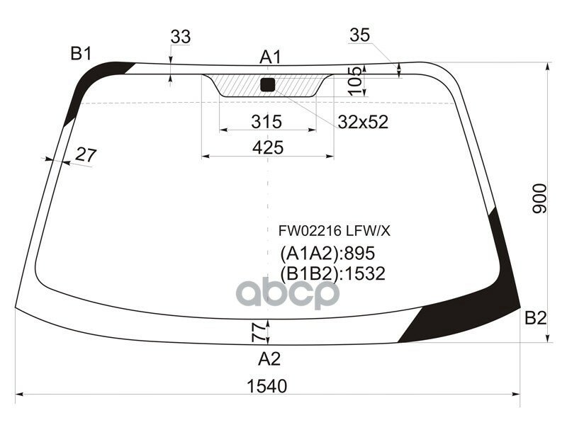 Стекло Лобовое Hyundai Santa Fe 00-06 / Santa Fe Classic 07-13 XYG арт. FW02216 LFW/X