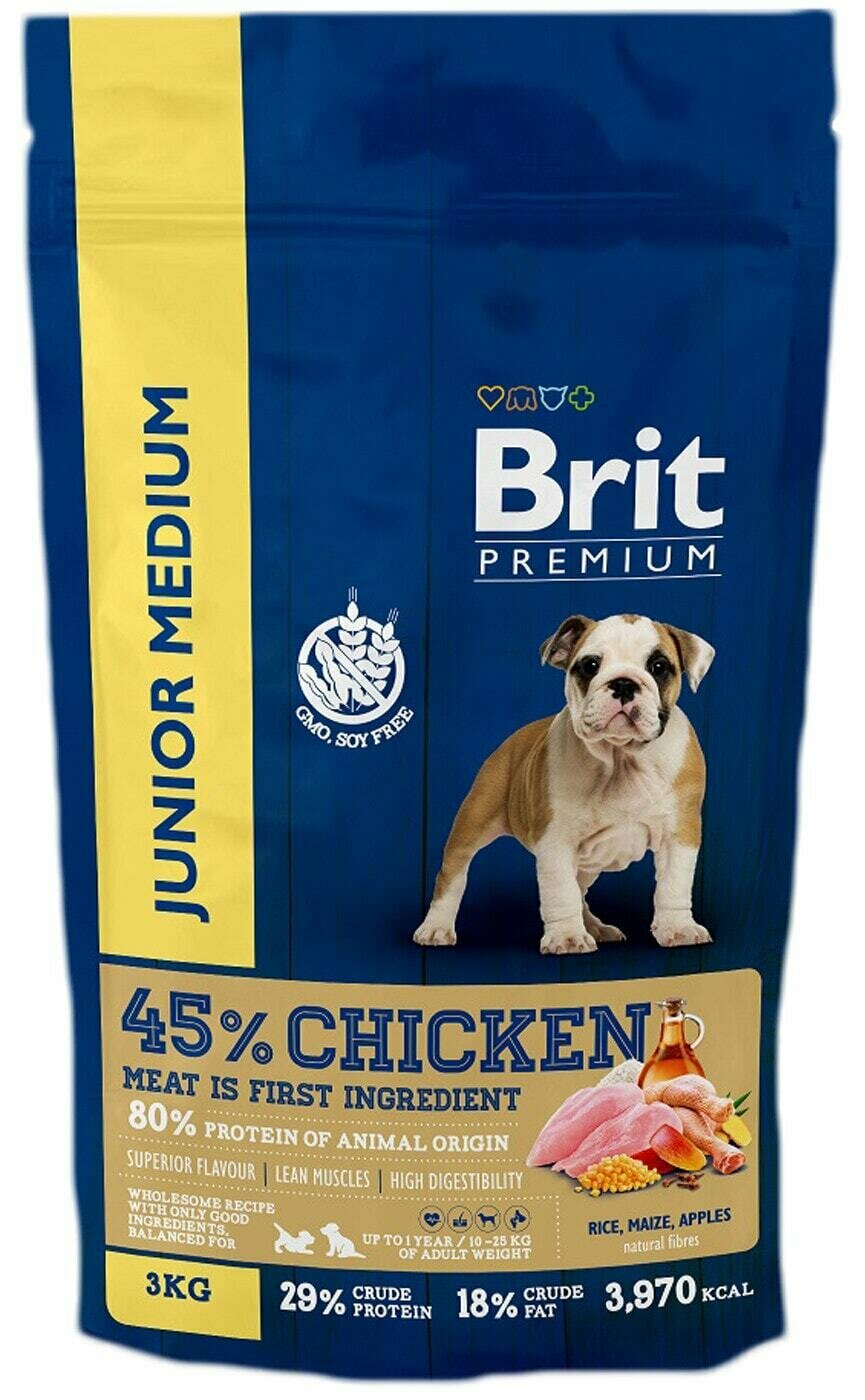 Brit / Сухой корм для собак Brit Junior Medium Курица 3кг 2 шт