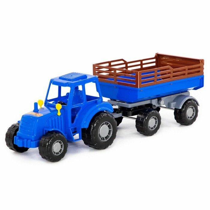 Трактор с прицепом №2, цвет синий (в сеточке) (комплект из 2 шт)