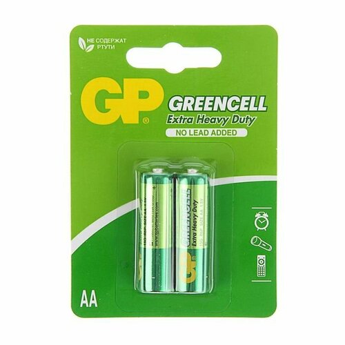 Батарейка солевая GP Greencell Extra Heavy Duty, AA, R6-2BL, 1.5В, блистер, 2 шт. (комплект из 10 шт) батарейки gp батарейка солевая gp greencell extra heavy duty aa r6 2bl 1 5в блистер 2 шт