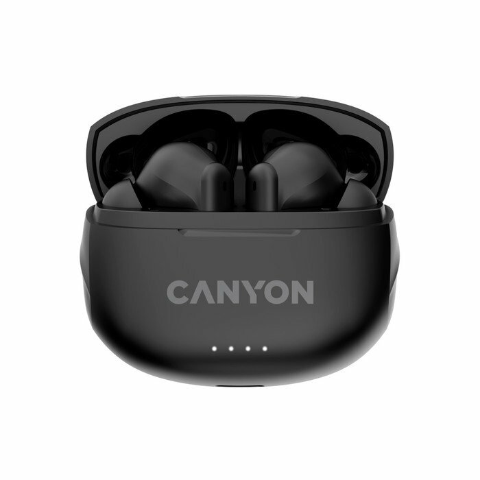 Наушники беспроводные Canyon с микрофоном, soft touch силиконовый чехол с карбином, BT, аккумулятор в наушниках 30 мАч*2+чехол для зарядки 400 м - фото №7