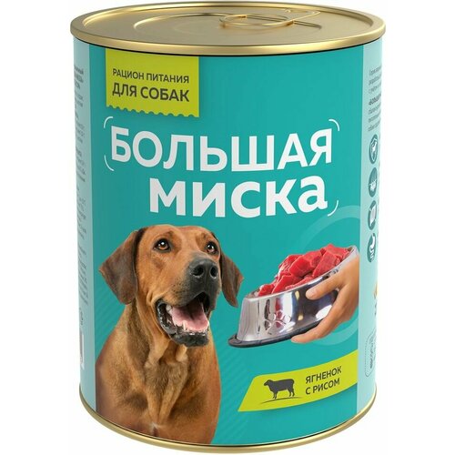 Влажный корм для собак Большая миска Ягнёнок с рисом 970г