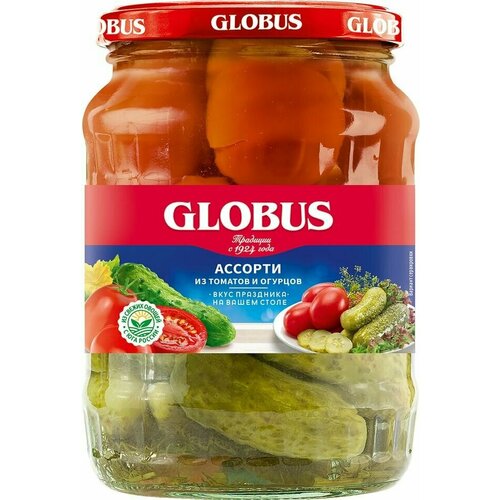 Ассорти овощное Globus из томатов и огурцов маринованные 720мл х 2шт