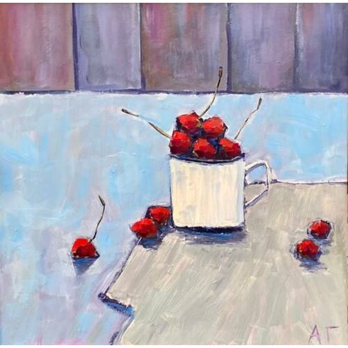 Вишни натюрморт Картина маслом современный художник С. Петербург