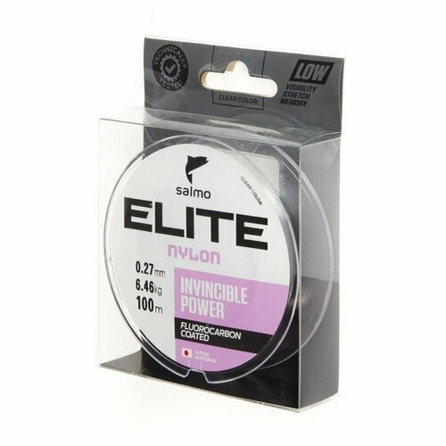 фото Леска монофильная salmo elite fluoro coated nylon, диаметр 0.27 мм, тест 6.46 кг, 100 м, прозрачная (комплект из 3 шт)