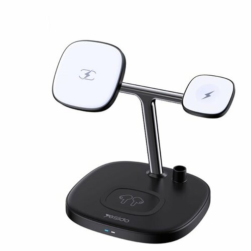 Беспроводная зарядная станция для Apple Yesido DS12 Wireless Charger 4-in-1 15W Кабель USB to Type-C ЧерныйБелый 5900₽