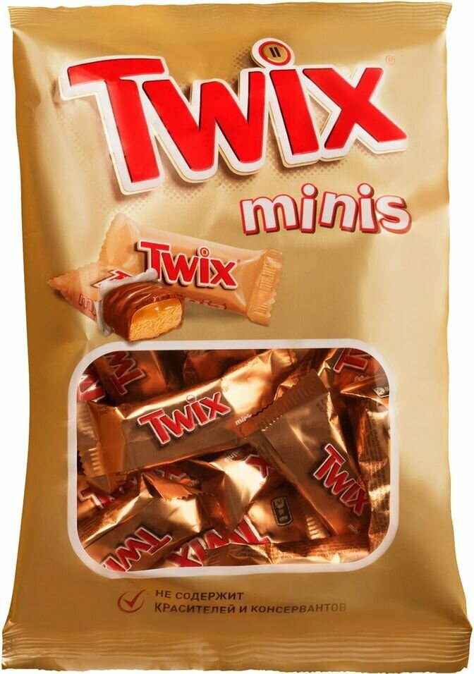 Печенье песочное Twix Minis с карамелью и шоколадом 20шт*9.2г - фотография № 1