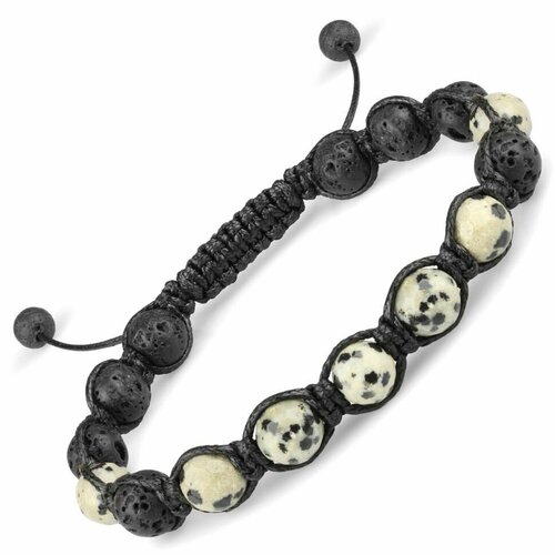 фото Браслет everiot, вулканическая лава, яшма, размер 18 см, черный