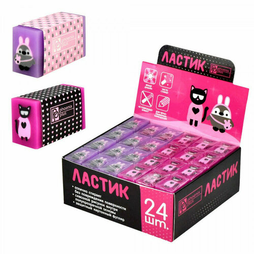 Ластик Феникс Пингвин и кошка прямоугольный ассорти арт60518 70₽