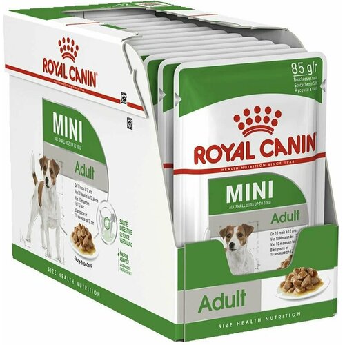 Влажный корм Royal Canin Mini Adult для взрослых собак мелких пород старше 10 месяцев, в соусе (пауч) - 85 г х 12 шт