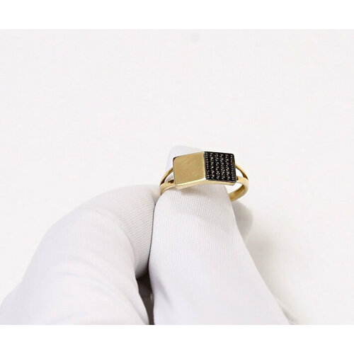 фото Кольцо diamant online, золото, 585 проба, фианит, размер 17.5, черный