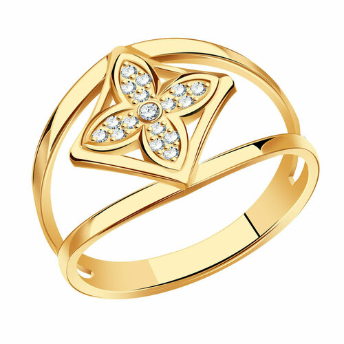 фото Кольцо diamant online, золото, 585 проба, фианит, размер 17, прозрачный