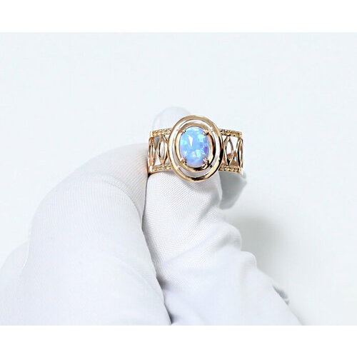 фото Кольцо diamant online, золото, 585 проба, фианит, опал, размер 18