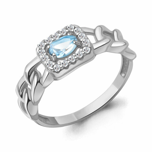 фото Кольцо diamant online, серебро, 925 проба, топаз, фианит, размер 17.5