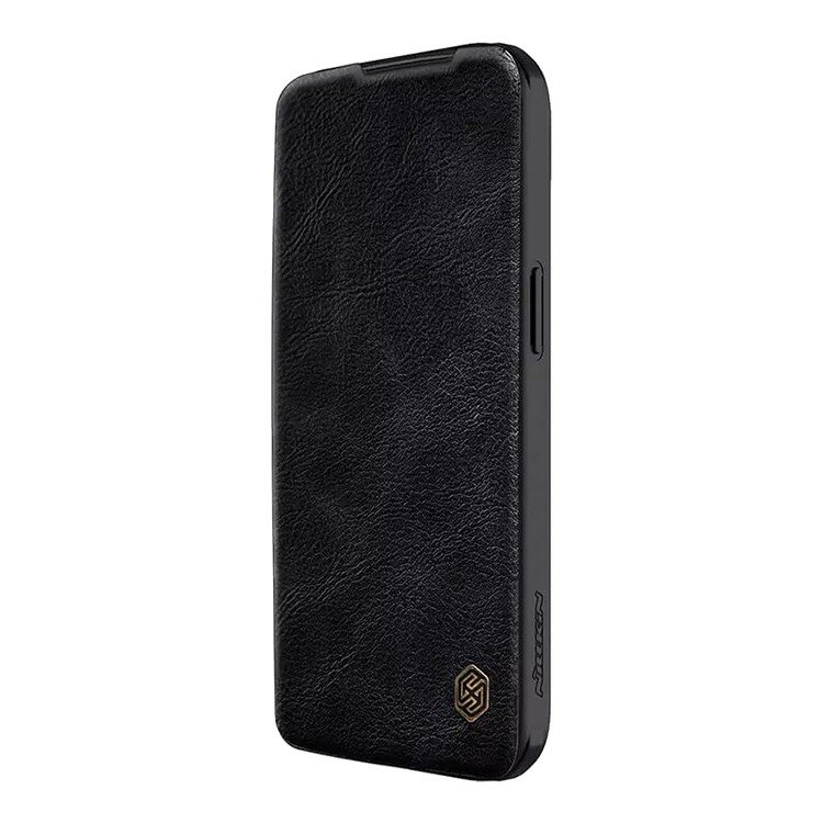 Кожаный чехол-книжка Nillkin Leather Qin Pro c защитой камеры для iPhone 15 (коричневый)