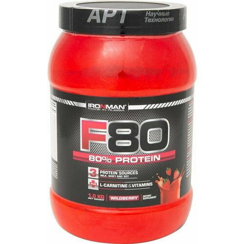 фото Протеин ironman f-80 земляника 1кг х 3шт