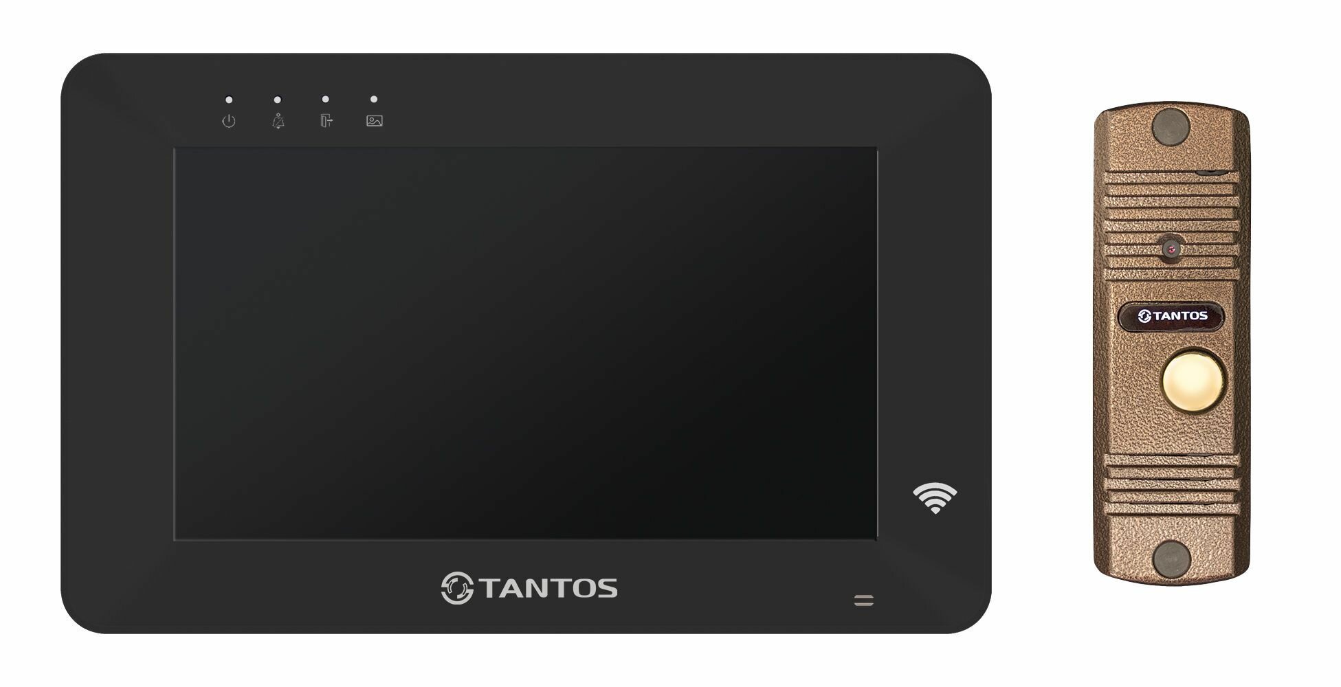 Tantos Rocky HD Wi-Fi (черный) и Corban HD (медь) (комплект многофункционального домофона HD 7" с переадресацией вызова)