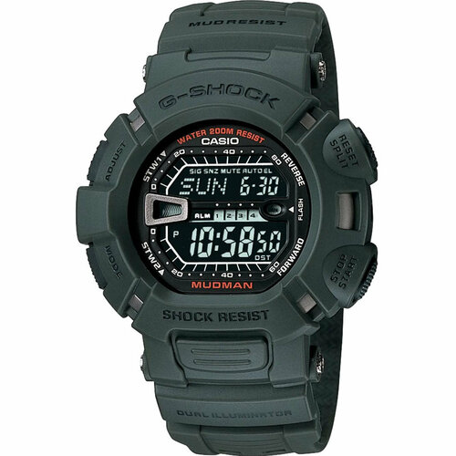 Наручные часы CASIO G-Shock G-9000-3V, черный, хаки ремень тёмно зелёный матовый пластик casio g 9000 3v