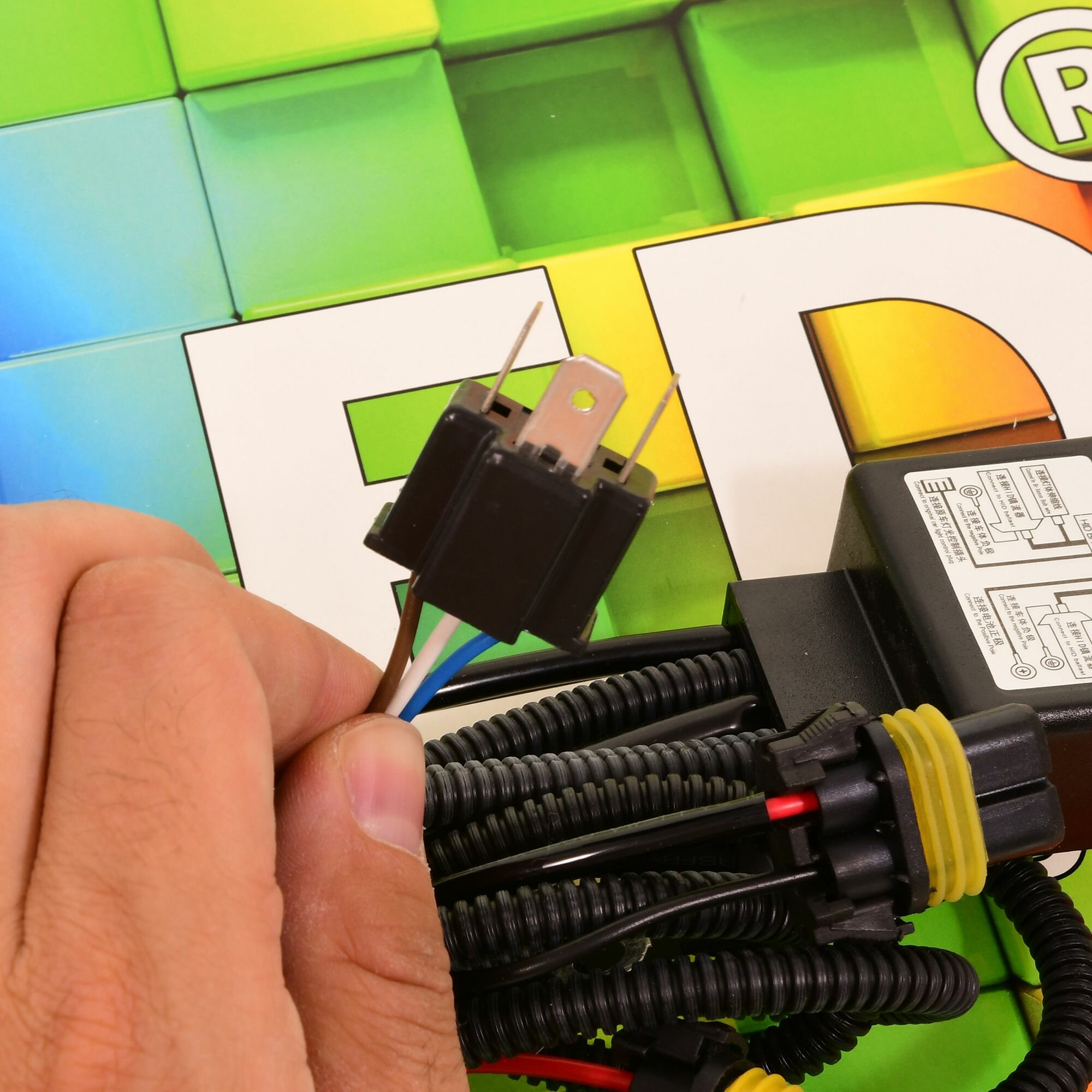 Проводка реле для билед, билинз, линз. Проводка H4 HiLow 12V (Коса+Реле) биксенона — фото 5