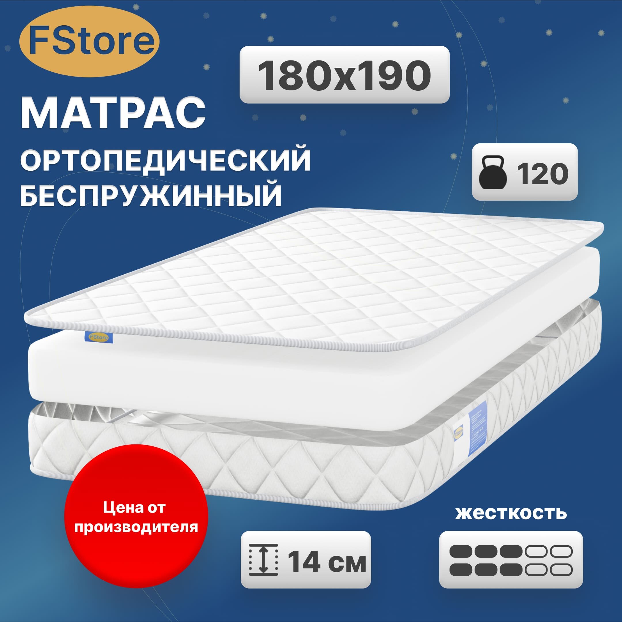 Матрас FStore Eco Flex, Беспружинный, 180х190 см