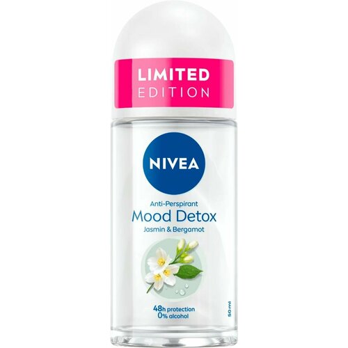 NIVEA шариковый деодорант-антиперспирант женский Mood Detox жасмин и бергамот 50 мл (из Финляндии) nivea шариковый деодорант антиперспирант женский mood detox жасмин и бергамот 50 мл из финляндии