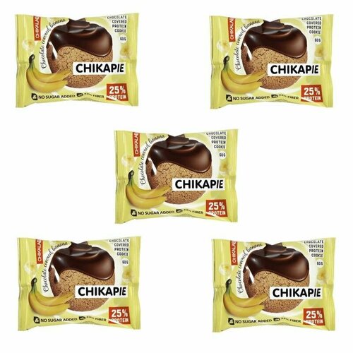 Протеиновое печенье CHIKALAB глазированное / Протеиновое печенье в шоколаде Без сахара / Печенье в шоколаде с начинкой Банан в шоколаде, 60 гр (5 шт) печенье протеиновое чикалаб 60 г глазированное банан