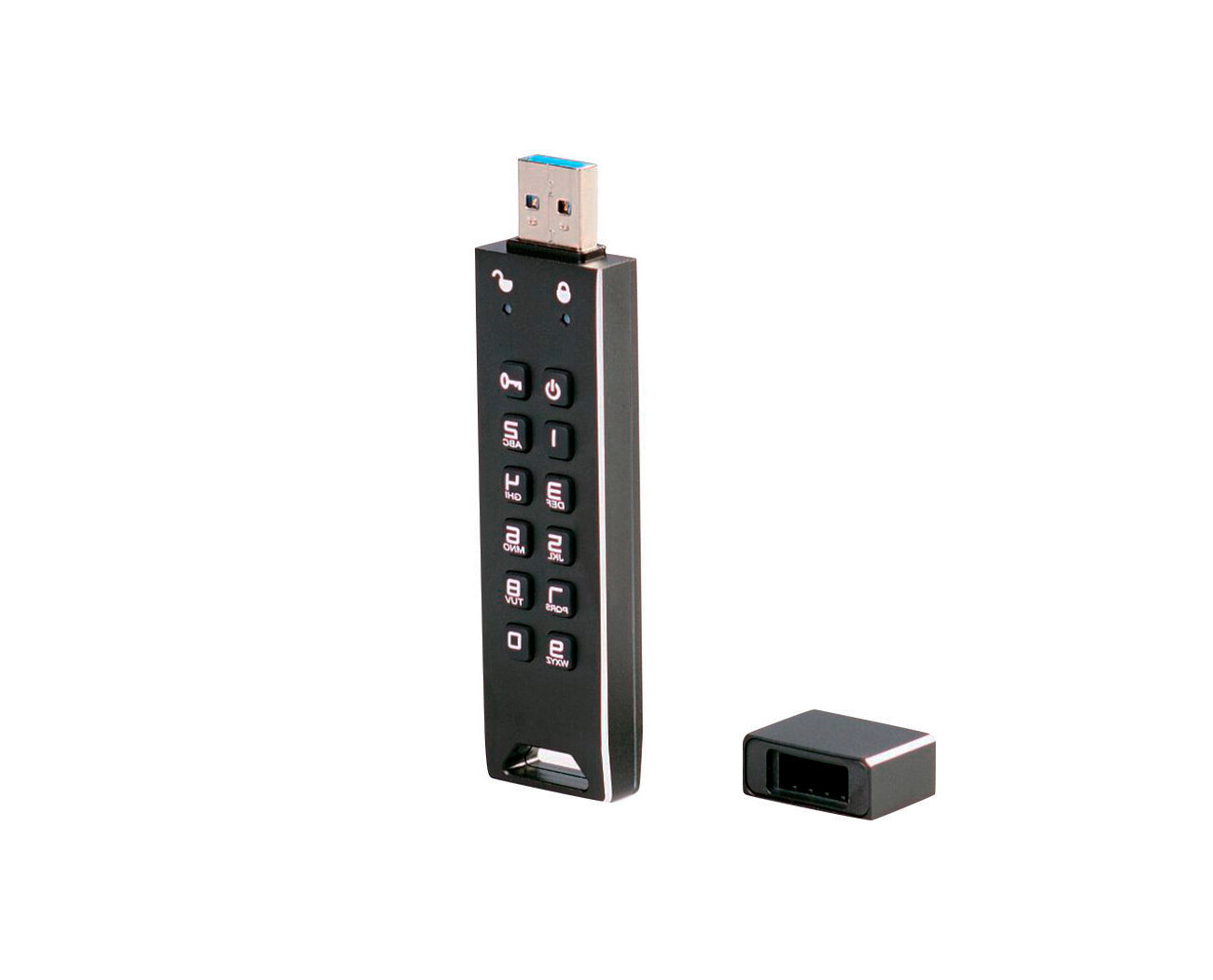 Защищенная флешка DATA LOCK про 16 GB (E1967EU) USB 3.0 - флешка с защищенным носителем. Шифрование AES 256-бит с пин-кодом