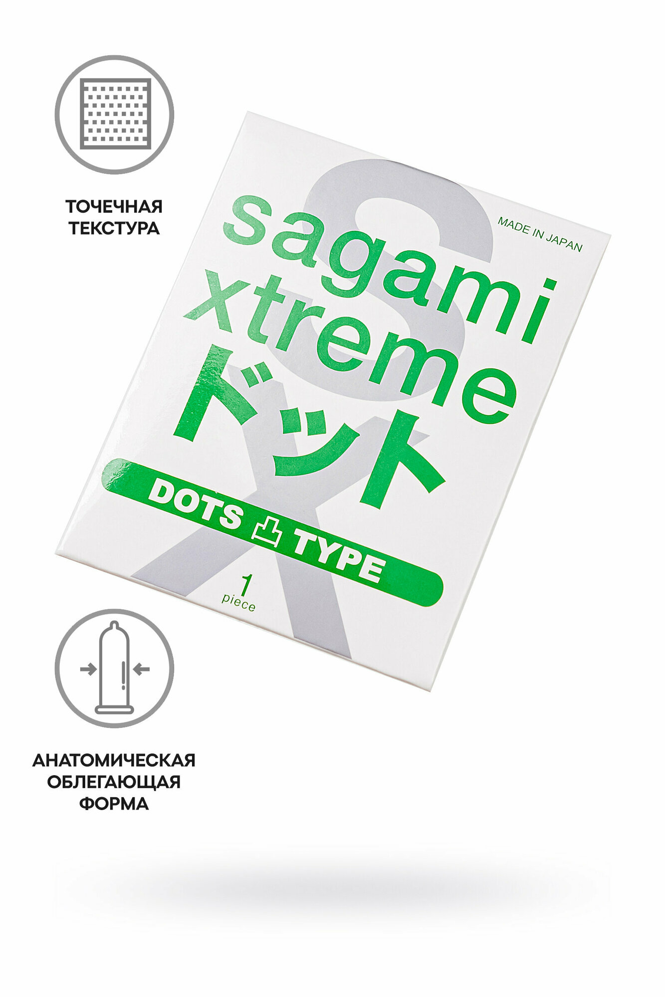 Презервативы точечно-линейные Sagami Xtreme Type-E зеленый 1 шт.