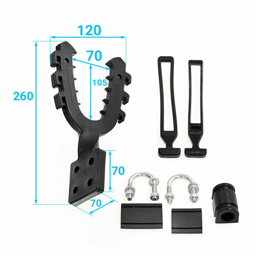 Большое крепление-рогатка с закрученным основанием Полиуретан 33-20-022-S 260x120мм из чёрного полиуретана 3394₽