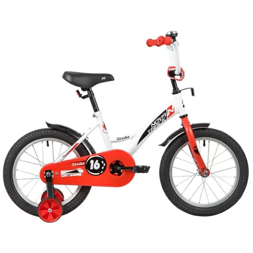 NOVATRACK 16 STRIKE, белый-красный детский велосипед novatrack 20 vector серебристый защита а тип тормоз нож крылья и багажник чёрн
