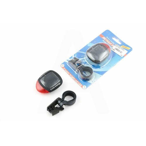 фото Стоп-сигнал (в сборе) велосипедный (универсальный) (2 red led, solar energy, черный) motokot