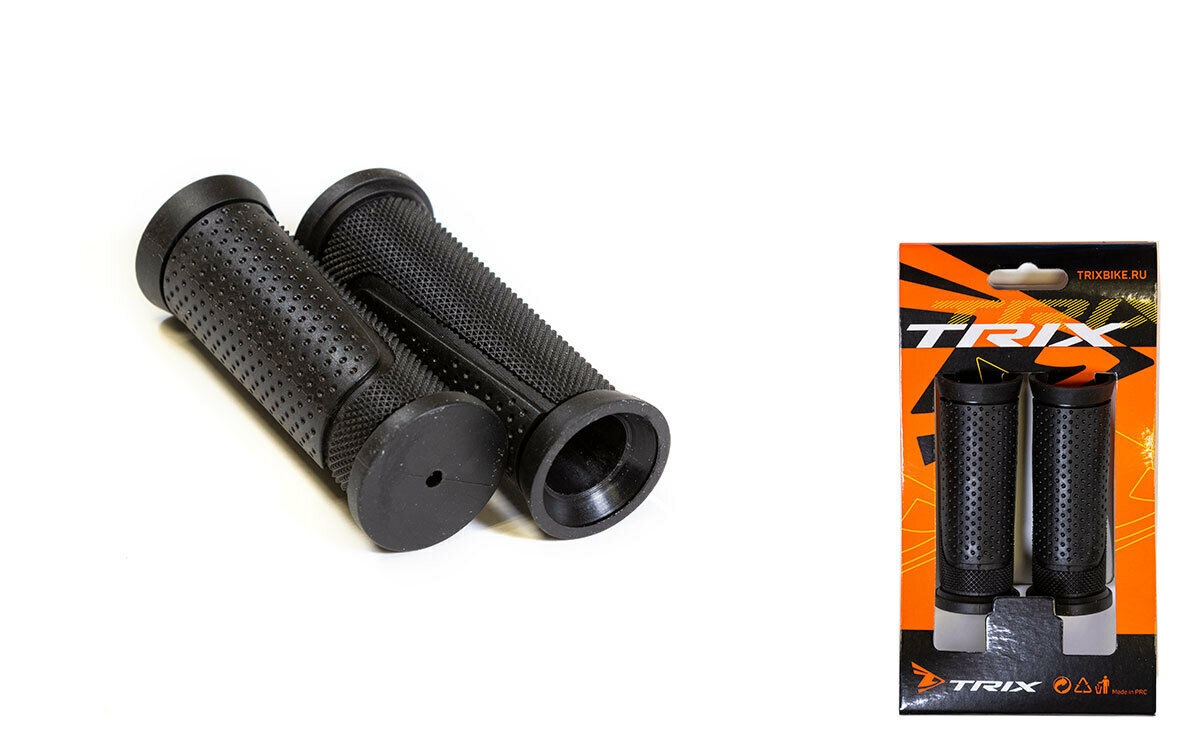 фото Грипсы TRIX, для ревошифтов и детских велосипедов, резиновые, 92мм, 2-х компонентные, черные