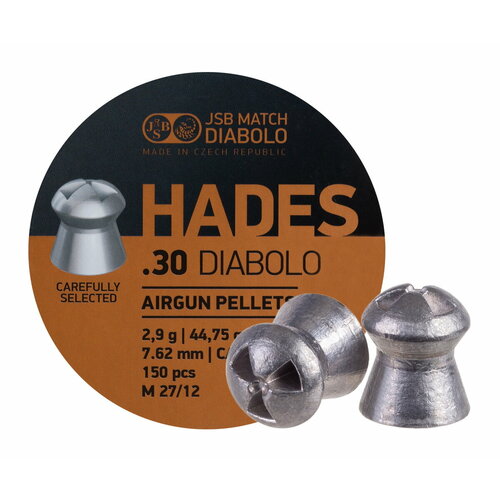 Пули JSB Hades Diabolo 7,62 мм, 2,9 г (150 штук) шарик пуля для пневматики омедненный в банке выстрел калибр 4 5 мм 250 штук