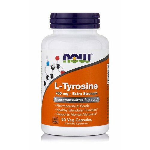 фото Now l-tyrosine 750 mg extra strength (90 вег кап)