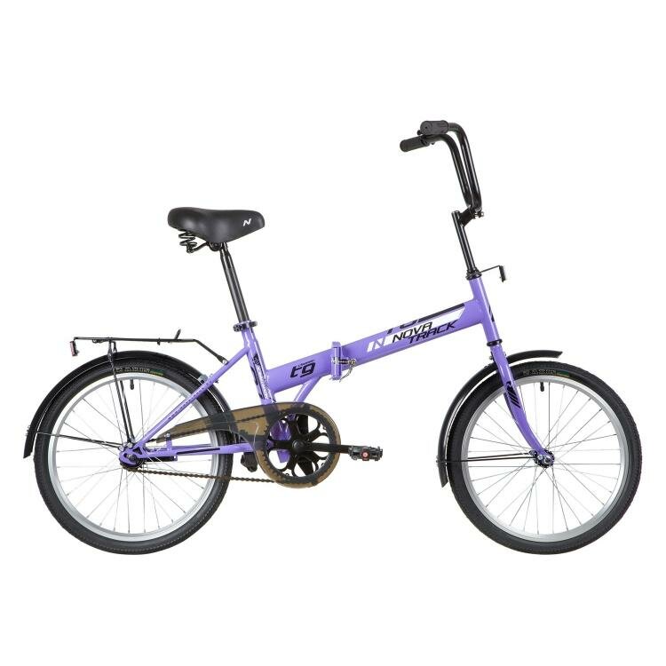 Подростковый городской велосипед Novatrack TG-30 (2020) фиолетовый в собранном виде