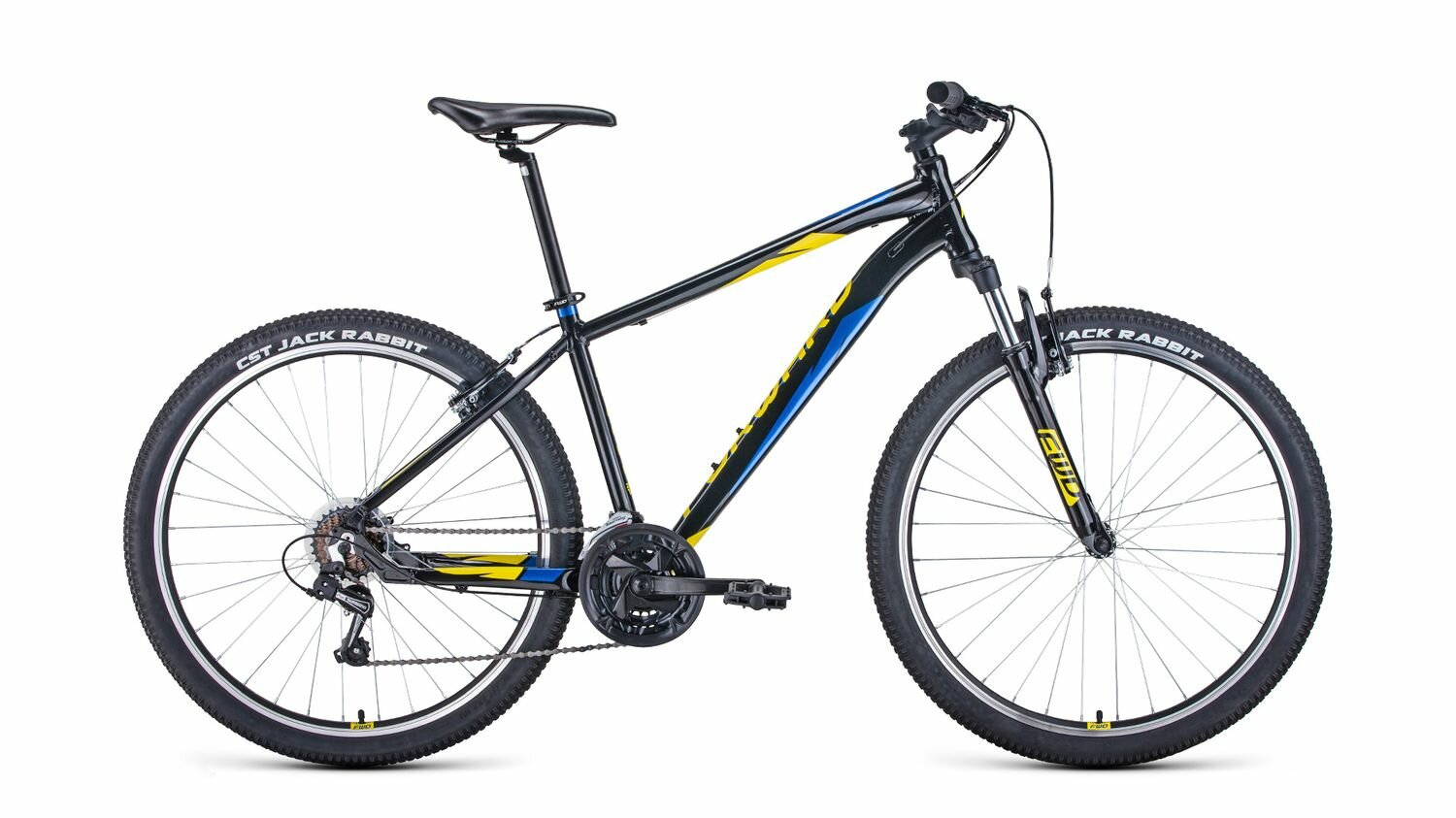 Велосипед FORWARD APACHE 27,5 1.0 (2021) (Велосипед FORWARD APACHE 27,5 1.0 (27,5" 21 ск. . 17") , черный/желтый, RBKW1M67Q005)
