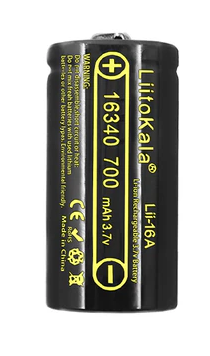 Аккумулятор LiitoKala 16340 (123) 3.7V (Li-Ion 700мАч) (Lii-16A) с высоким +