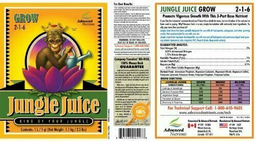 Удобрение Jungle Juice Grow Advanced Nutrients Размер 1 л. - фотография № 8