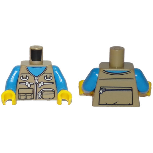 Торсик Lego Torso Vest with Zipper, Pockets and Pouches Over Dark Azure Shirt Pattern / Dark Azure Arms / Yellow Hands 973pb2912c01