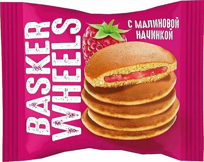 Пирожное pancake с джемом с соком малины, 36 г Basker Wheel