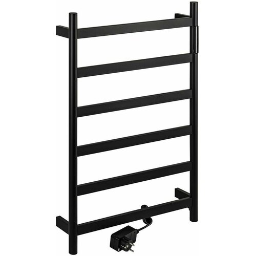 Полотенцесушитель электрический черный матовый лесенка 480 х 730 х 90 мм на 6 перекладин 75 W 220V 50 Hz из нержавеющей стали с таймером до 24 часов 13770₽