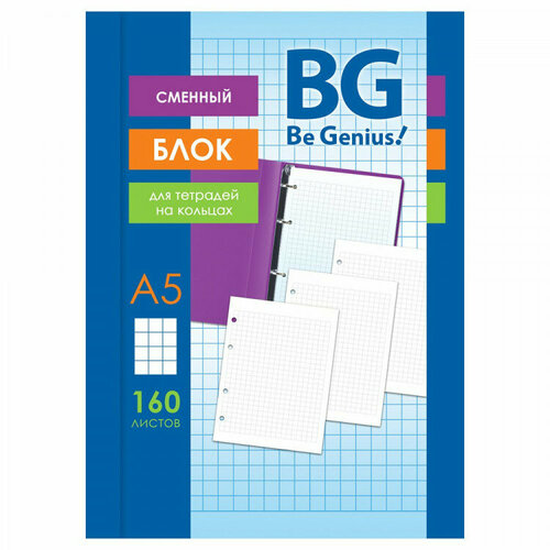 Сменный блок для тетрадей А5 160 листов (BG) белый клетка арт. СБ5ту160 12346 сменный блок для тетрадей 50л а5 розовый клетка