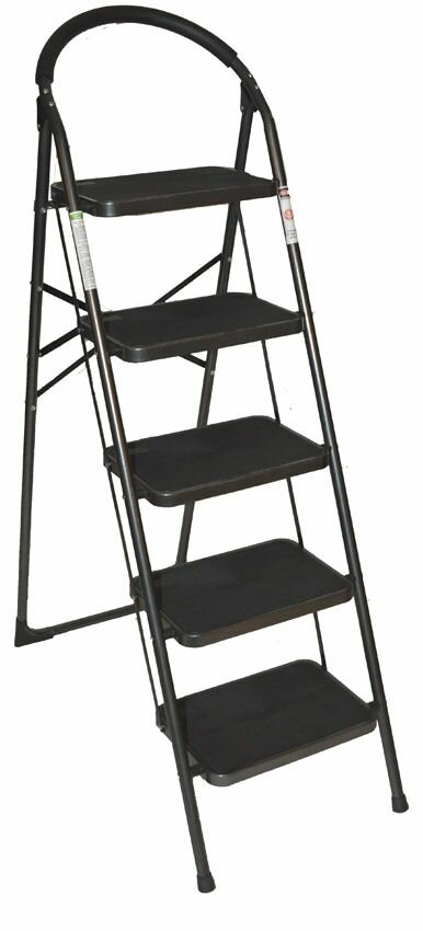 фото Стремянка Sevenberg Prima Lux Черная 5 Широких Ступеней