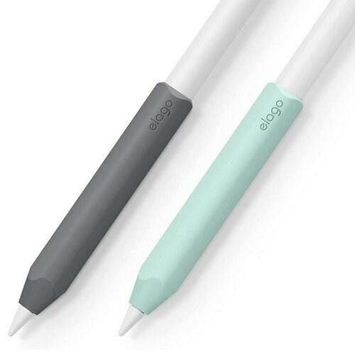 Чехол Elago Grip silicone holder для стилуса Apple Pencil 2, серый и мятный (2 шт)