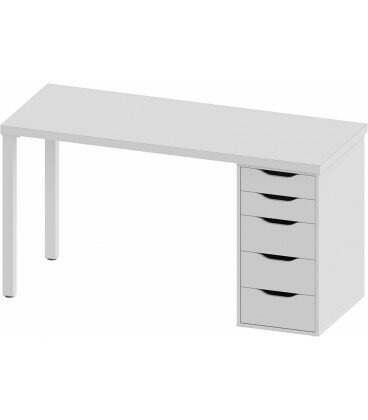 фото Стол письменный Ингар белый, 140x75, с одной тумбой