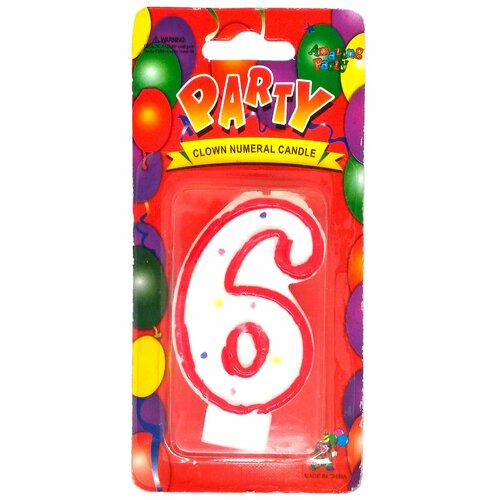 Свеча для торта цифра 6 7см вечеринка 293₽