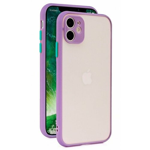 Накладка пластиковая матовая для Apple iPhone 11 с силиконовой окантовкой сиреневая