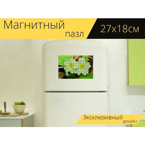 Магнитный пазл Цветок, гора, макрос на холодильник 27 x 18 см.